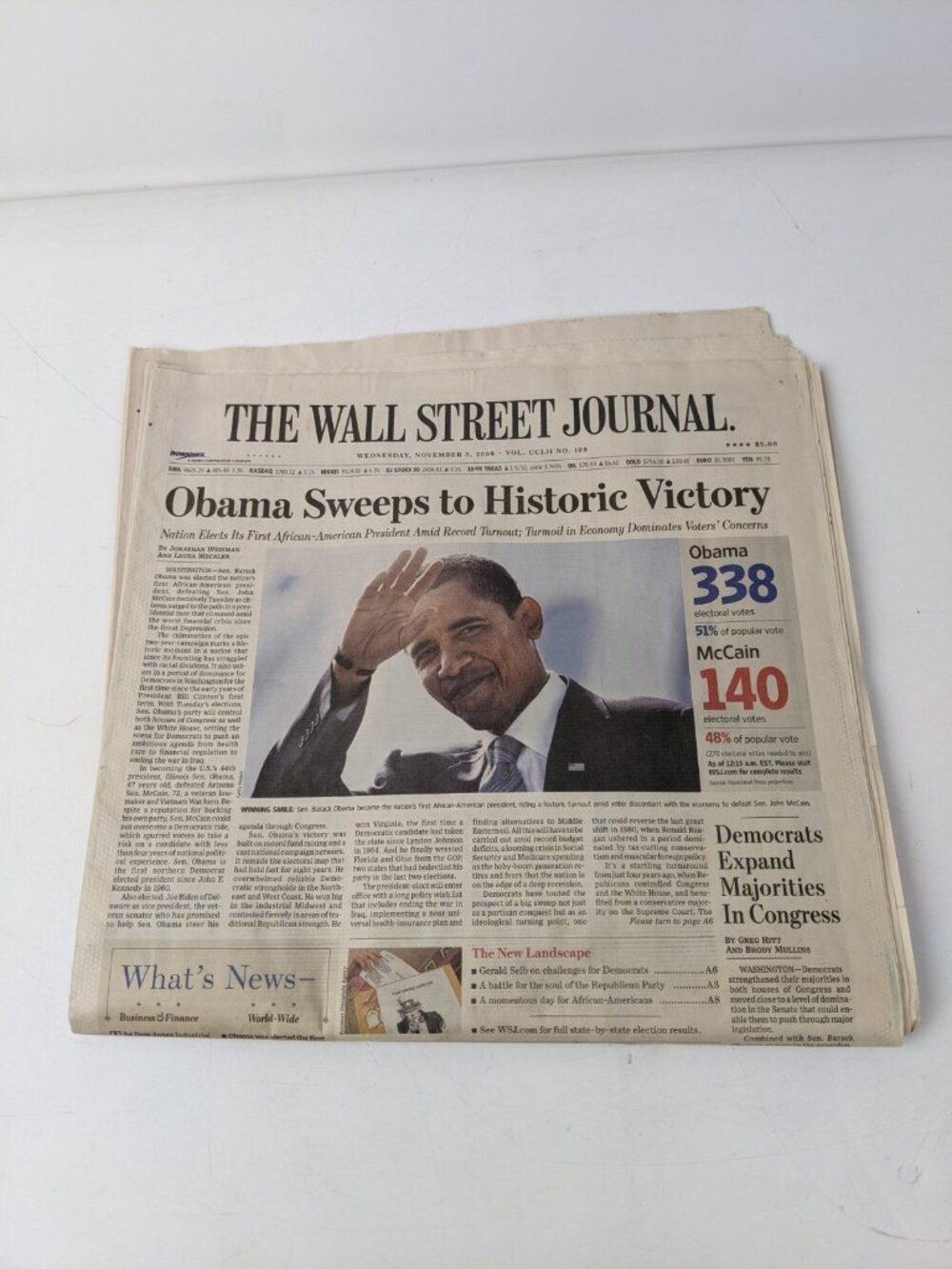 Barack Obama Historic Issue Wall Street Journal November 5, 2008 Newspaper
